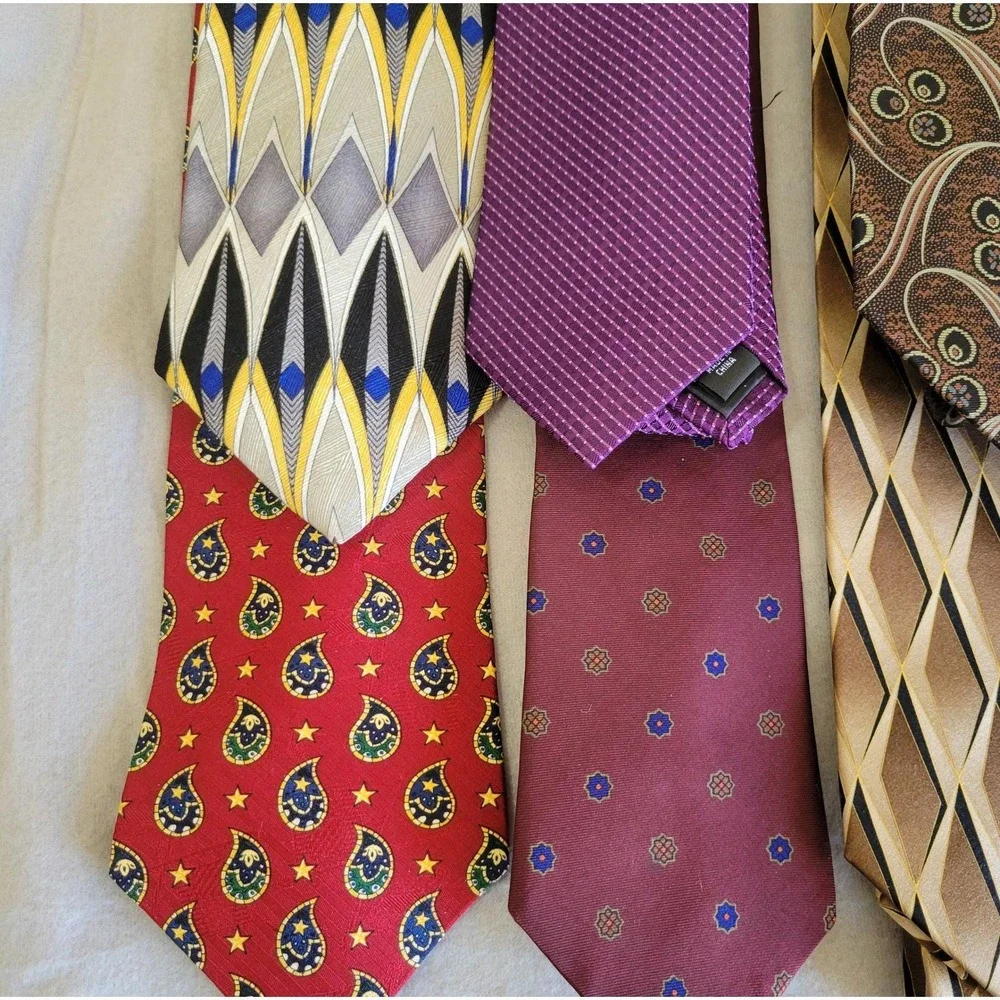 Mens‎ Necktie Lot of 10 Tommy Hilfiger Van Heusen Arrow Silk Geometric Paisley
